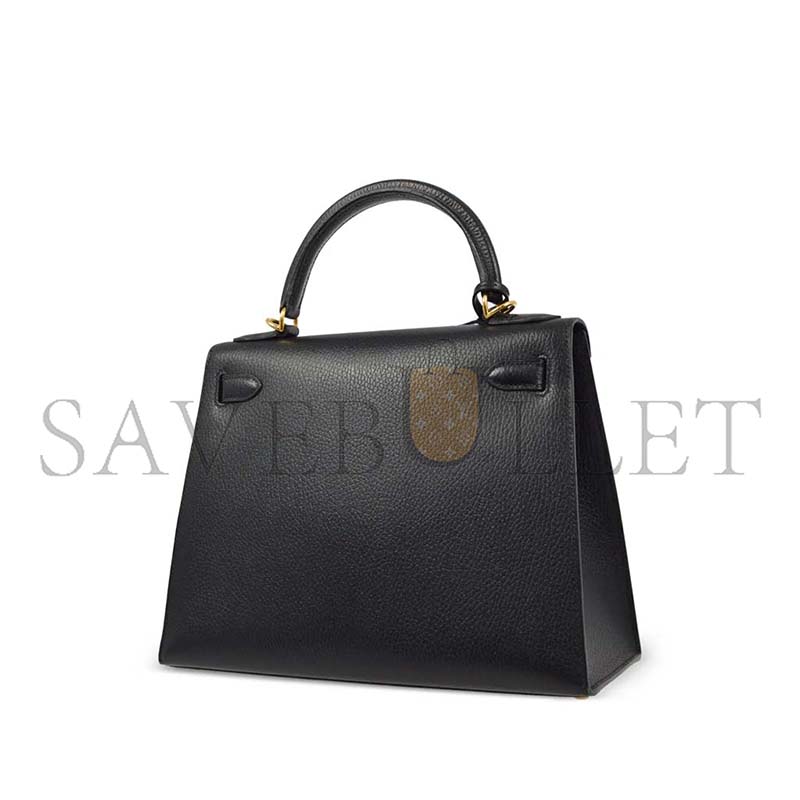 HERMÈS KELLY 25 CHEVRE NOIR GOLDEN HARDWARE (25*17*7cm) 